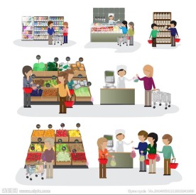 商场内购物人物