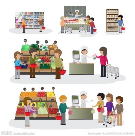 商场内购物人物