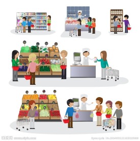 商场内购物人物