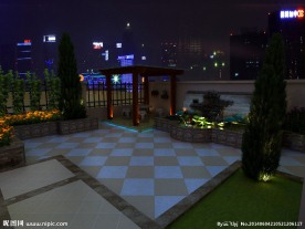 夜景庭院