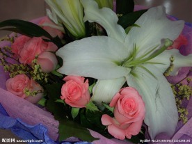 玫瑰百合花束
