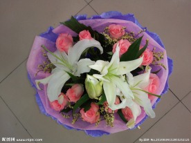 玫瑰百合花束