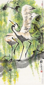 鹤 国画