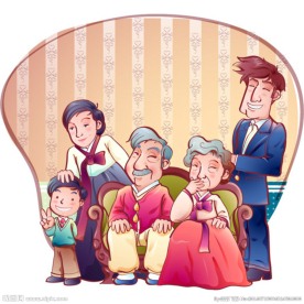 传统韩国一家人