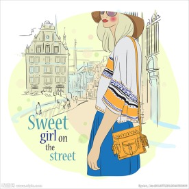 矢量手绘时尚女性