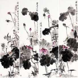 花鸟四屏