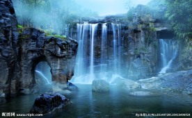 石门飞瀑 瀑布 千佛山