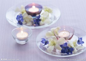 蓝色莲花烛光