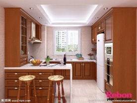 厨房 欧式 实木 效果