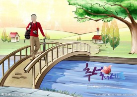 小桥上的游客
