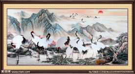 国画山水 仙鹤图