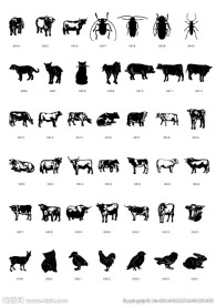 黑白动物矢量简体画图