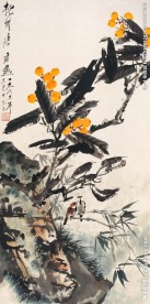 枇杷双雀图
