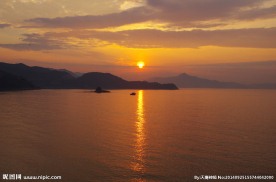 海滨风光 大海红阳