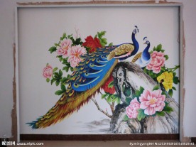 孔雀牡丹壁画