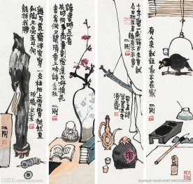 花鸟四屏