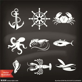 海鲜图标 水产图标