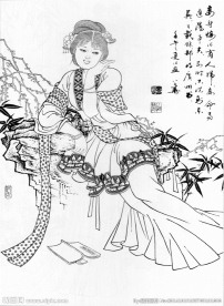 仕女白描（非高清）