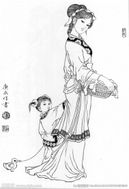 仕女白描（非高清）