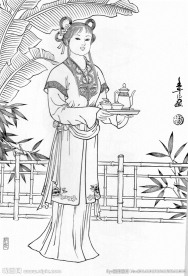 仕女白描（非高清）