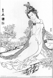 仕女白描（非高清）