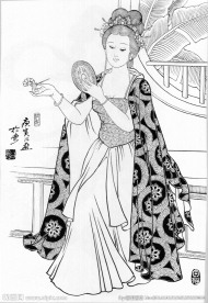 仕女白描（非高清）