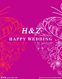 玫红色婚礼副背景