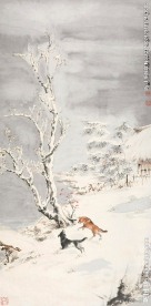 雪村双豺图