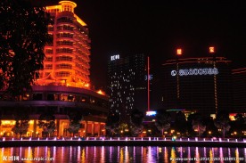 中山市岐江河港湾夜景