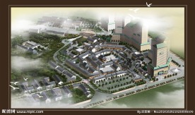 城市古建筑鸟瞰图