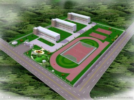 学校景观鸟瞰图