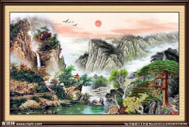 国画迎客松
