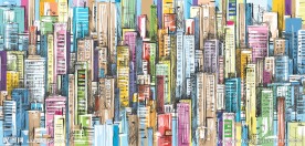 手绘城市建筑