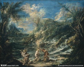 大海波涛风景油画