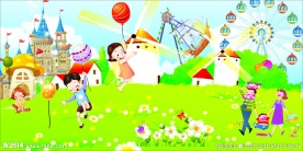 幼儿园墙面画 小朋友 摩天轮