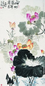 荷花国画