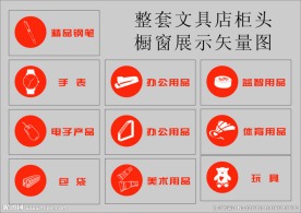 文具店橱窗柜头贴