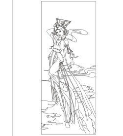 古典美女 线条图