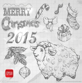 手绘2015羊年图标