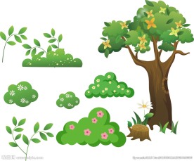 卡通树木 草丛