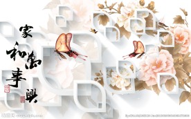 3D牡丹家和万事兴电视背景