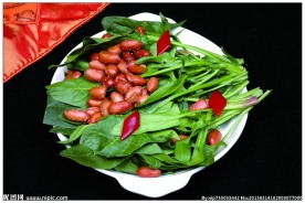 老醋花生米拌菠菜