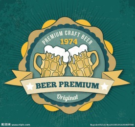 复古优质啤酒丝带标签矢量素材