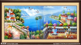 油画海景