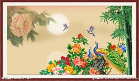 花开富贵孔雀图