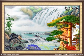 迎客松山水