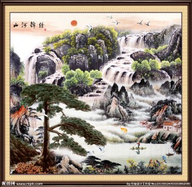 国画迎客松