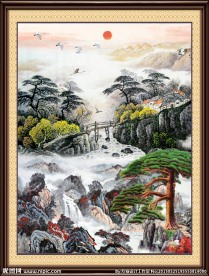 国画迎客松