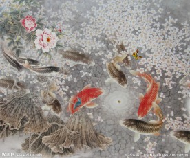 荷花鲤鱼图