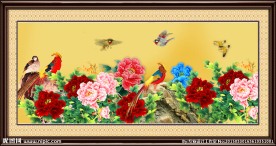 花鸟牡丹图
